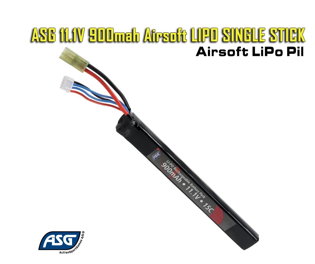 ASG 11.1V 900mah Airsoft LIPO SINGLE STICK