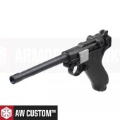 AW Custom 6'' Luger P08 BULL BARREL Gas Blowback Airsoft Tabanca - Gümüş - Siyah - Thumbnail