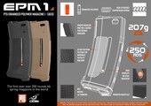 PTS Enhanced Polymer Magazine (EPM1) 250BB Midcap SIYAH AEG Şarjörü - Thumbnail